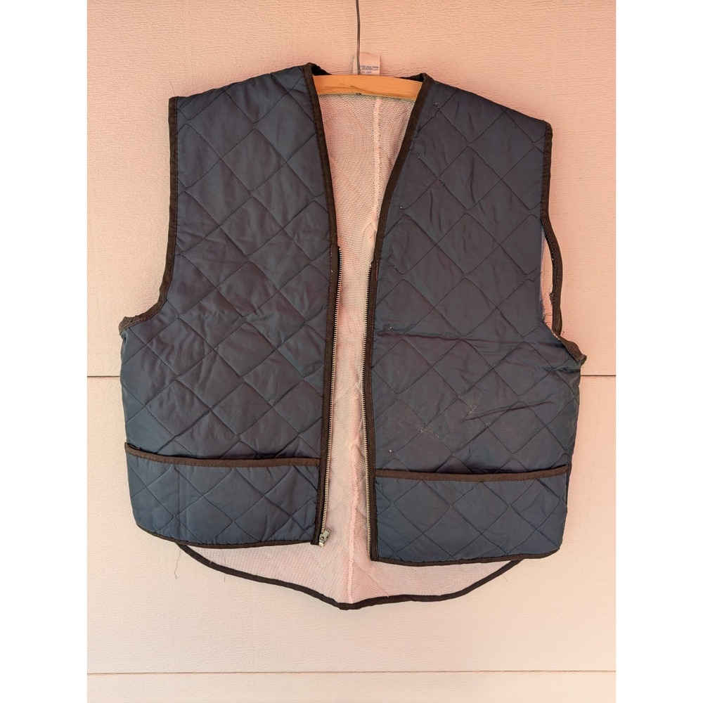 VTG Empire Insulated Wear Blue Vest Lightweight Large L Pockets USA (Tear)